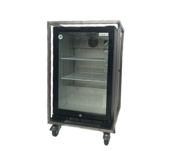 Glasdeur koeling 112 liter zwart klein rvs frame
