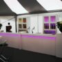 Lounge rechte bar wit 6,2 m + 2 x achterkast