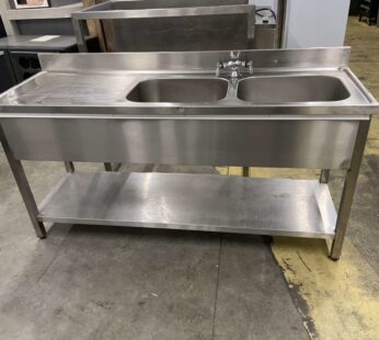 Spoeltafel met dubbele bak & boiler 15 liter